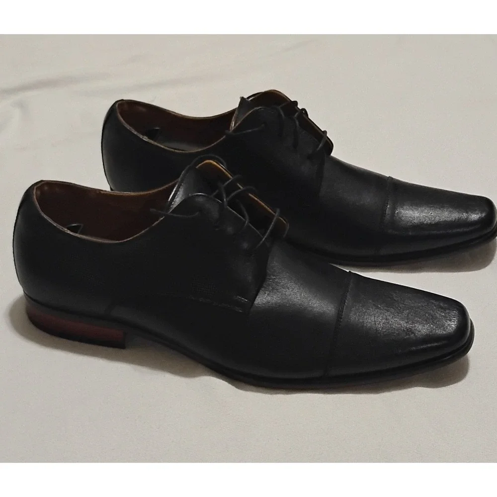 Florsheim Postino Mens Black Leather Chiseled Cap Toe Oxford Dress Shoes Size 13